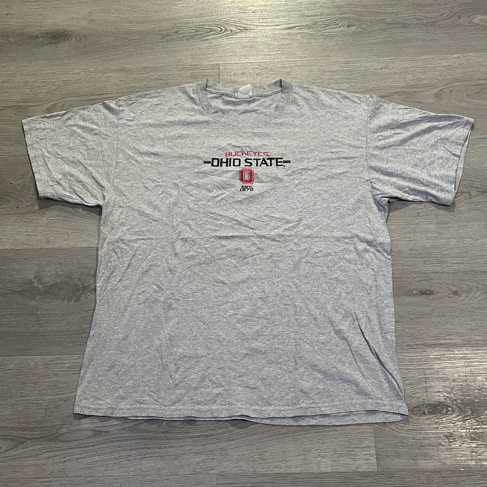 90s Vintage Lee Ohio State Buckeyes men's Embroidered Graphic grey shirt